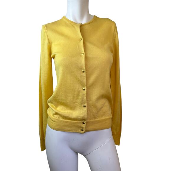 The Suit Company Yellow Wool Gold Button Down Cardigan Sweater sz 38/XS Japanese - Picture 1 of 9